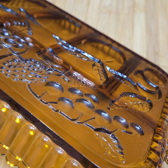 INDIANA GLASS AMBER DEPRESSION DIVIDED RELISH TRAY FRUIT PLATTER - Picture 10 of 16